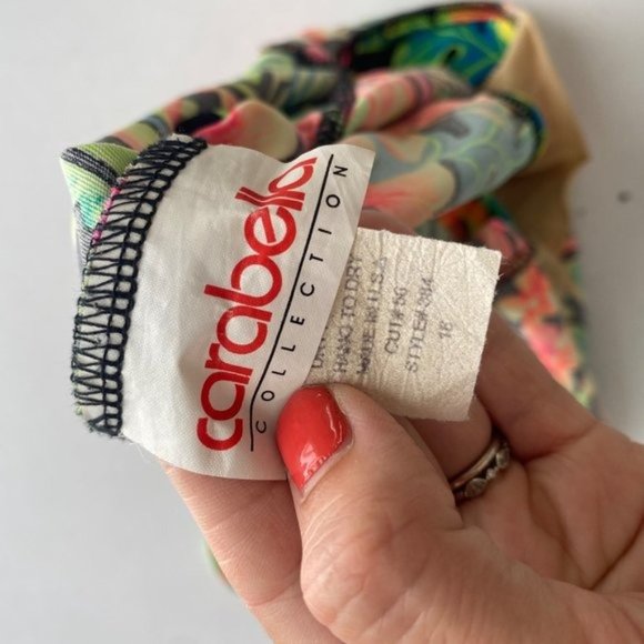 Vintage 90s? Carabella Neon Retro Floral One Piece Swim Suit - Picture 10 of 10